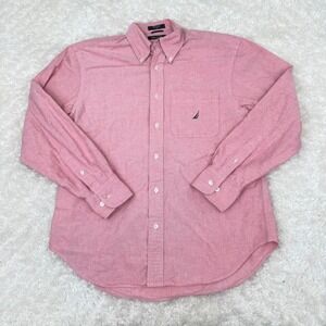 Nautica Men's S Small Cotton Salmon Pink Casual LS Button Shirt Office